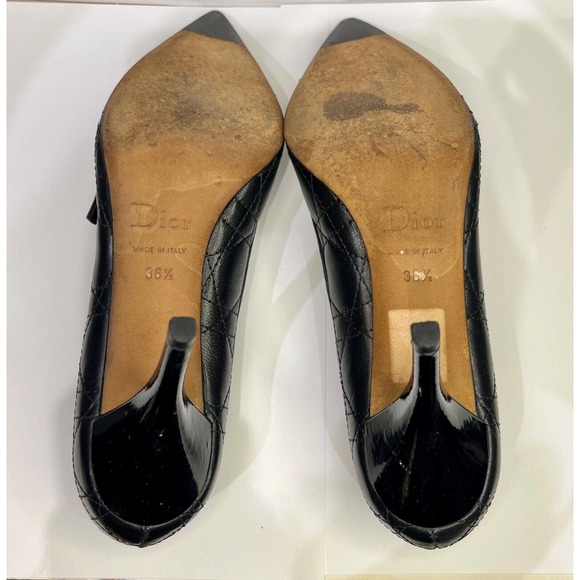 Christian Dior Cannage Pattern Black Leather Pumps Size 6.5 /I.T. 8.5 - Picture 5 of 7